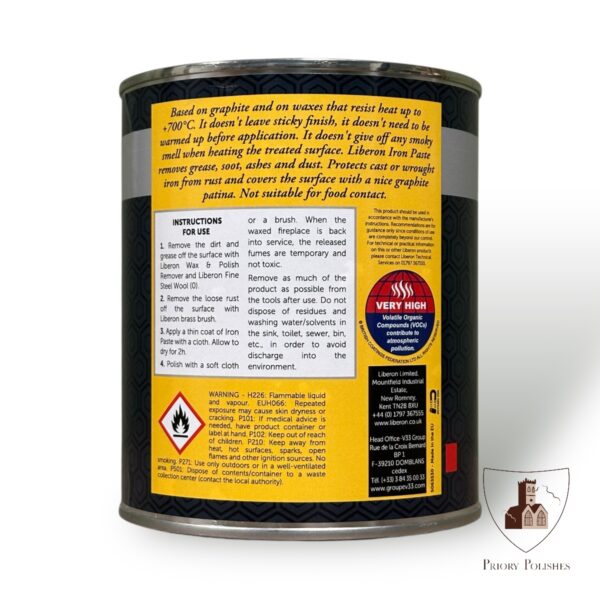 Liberon Iron Paste back label