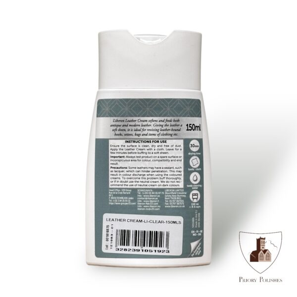 Liberon Leather Cream back label