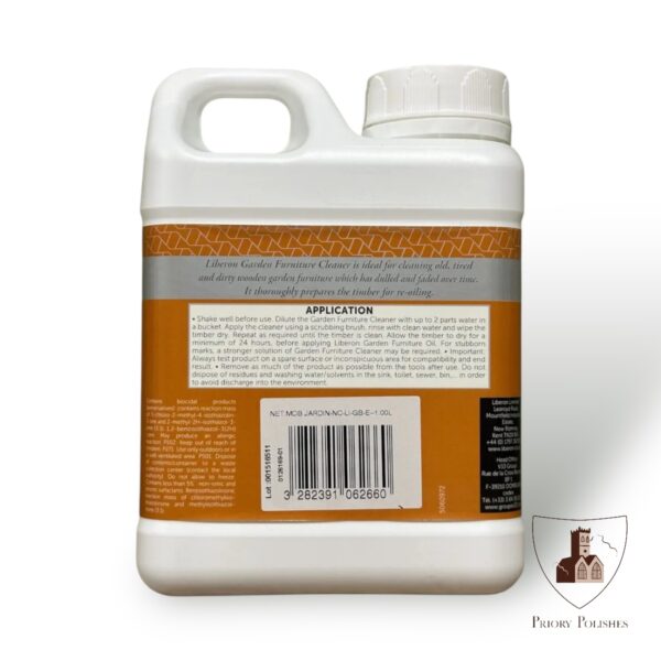 Liberon Garden Furniture Cleaner back label