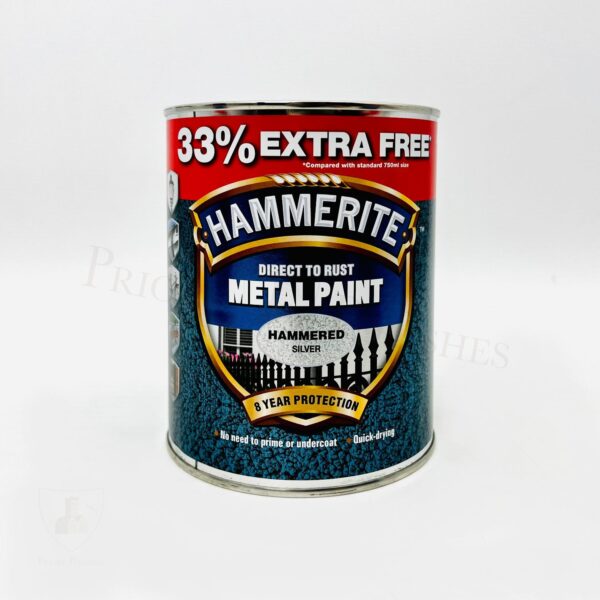 Hammerite Metal Paint 33% Extra - Hammered - Silver